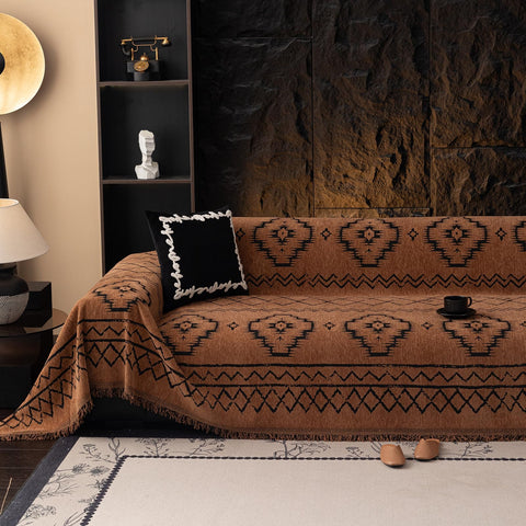 VClife Bohemian sofa cover with pumpkin pattern protects and enhances your couch.