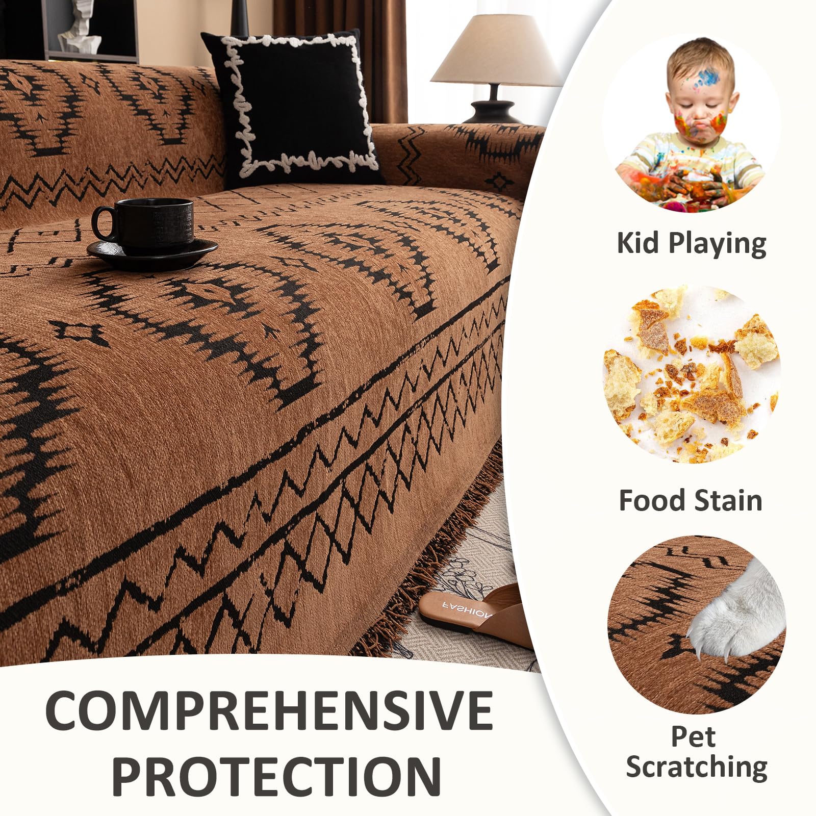 VClife sofa cover on a 2-seat sofa demonstrates wide coverage for common living room setups.