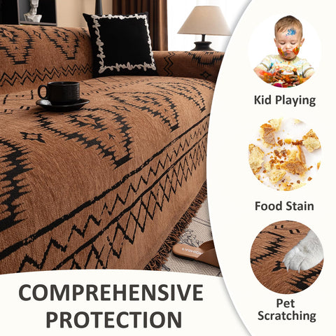 VClife sofa cover on a 2-seat sofa demonstrates wide coverage for common living room setups.