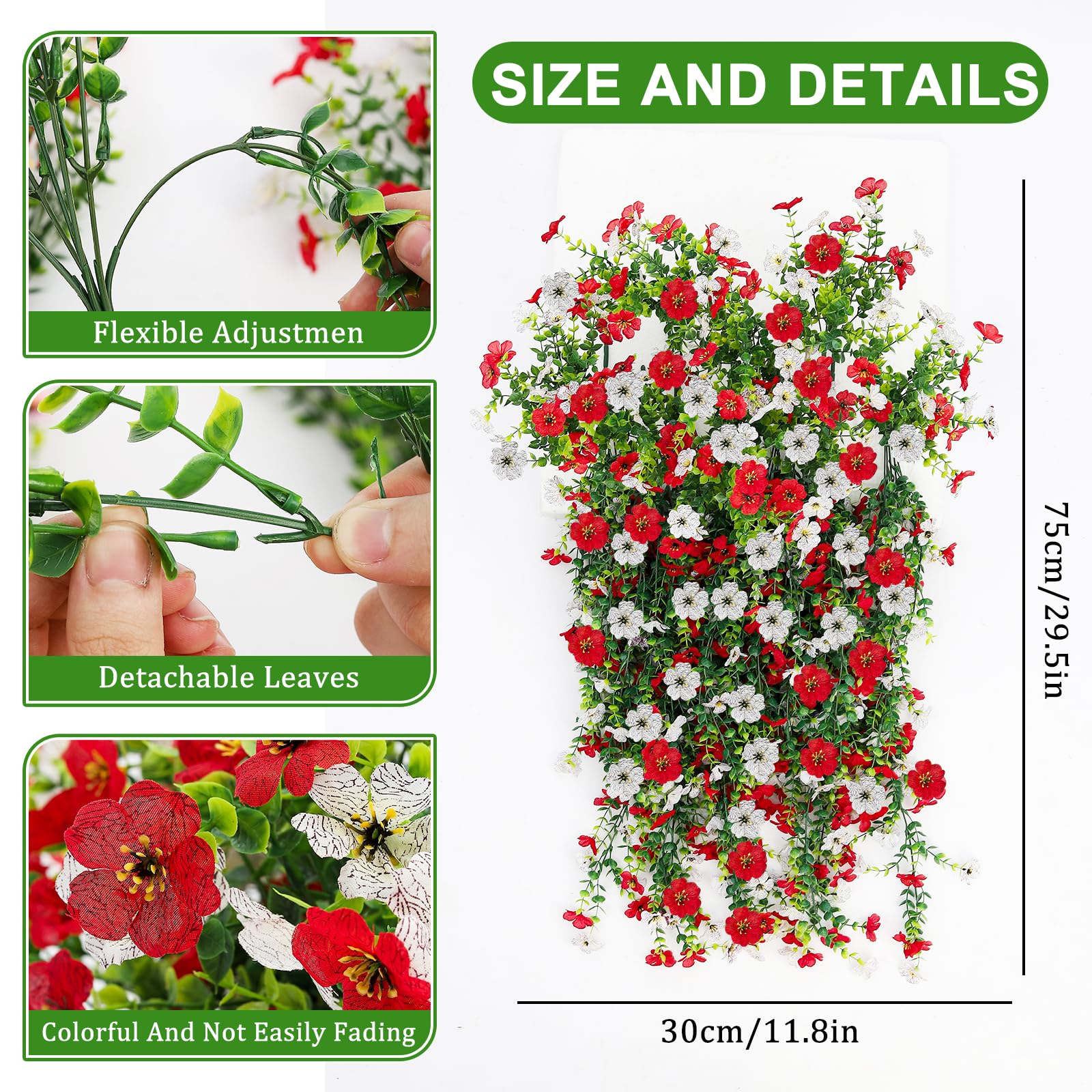VCLTW red and white flowers in outdoor display maintain vibrant color.