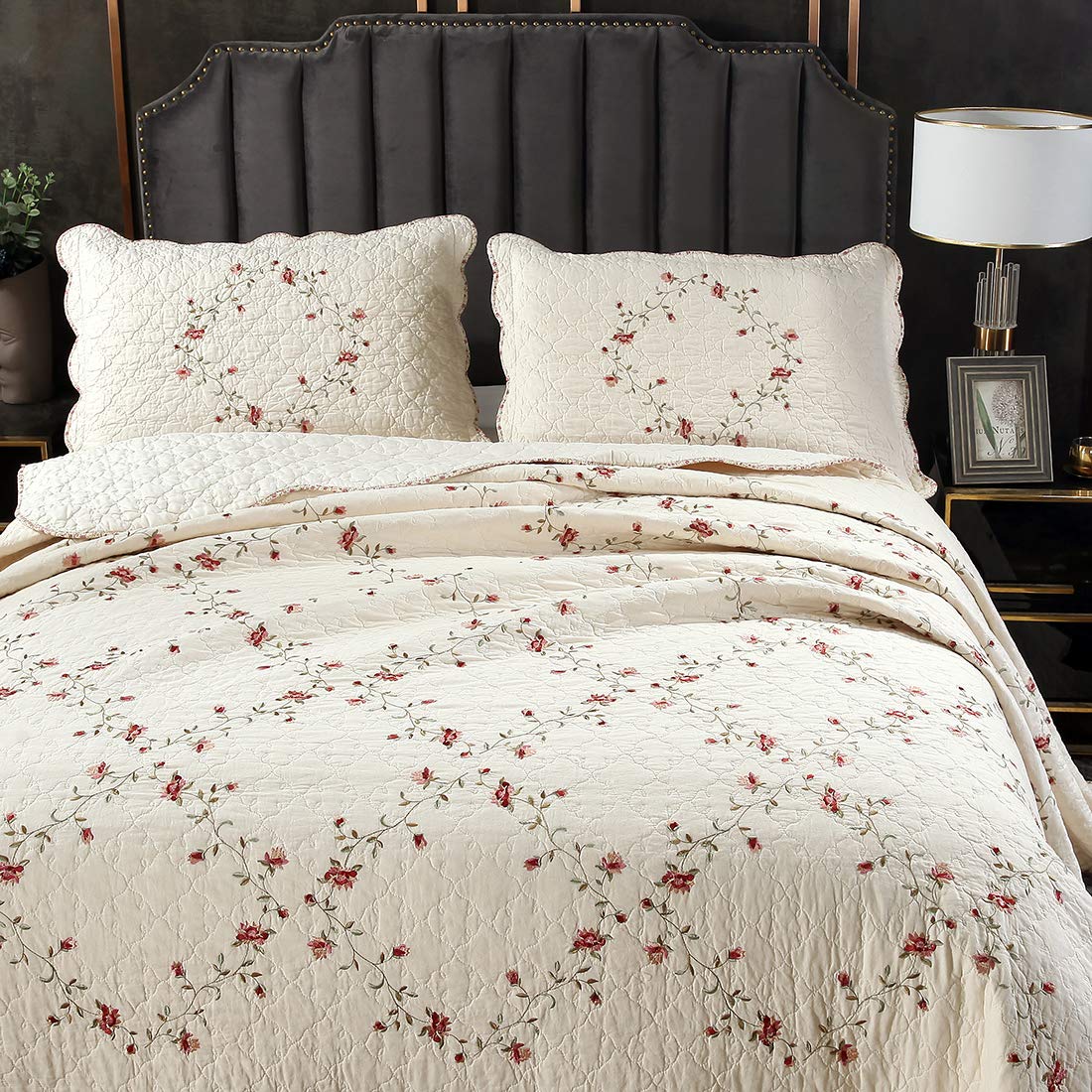 VCTOPS pink floral binding edge adds soft decorative finish