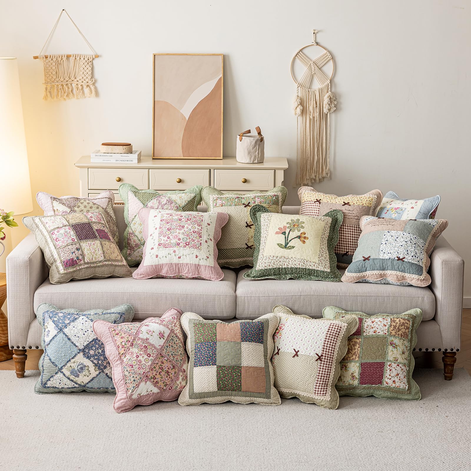 vctops set of 2 cotton quilted pillow covers ready to refresh sofas