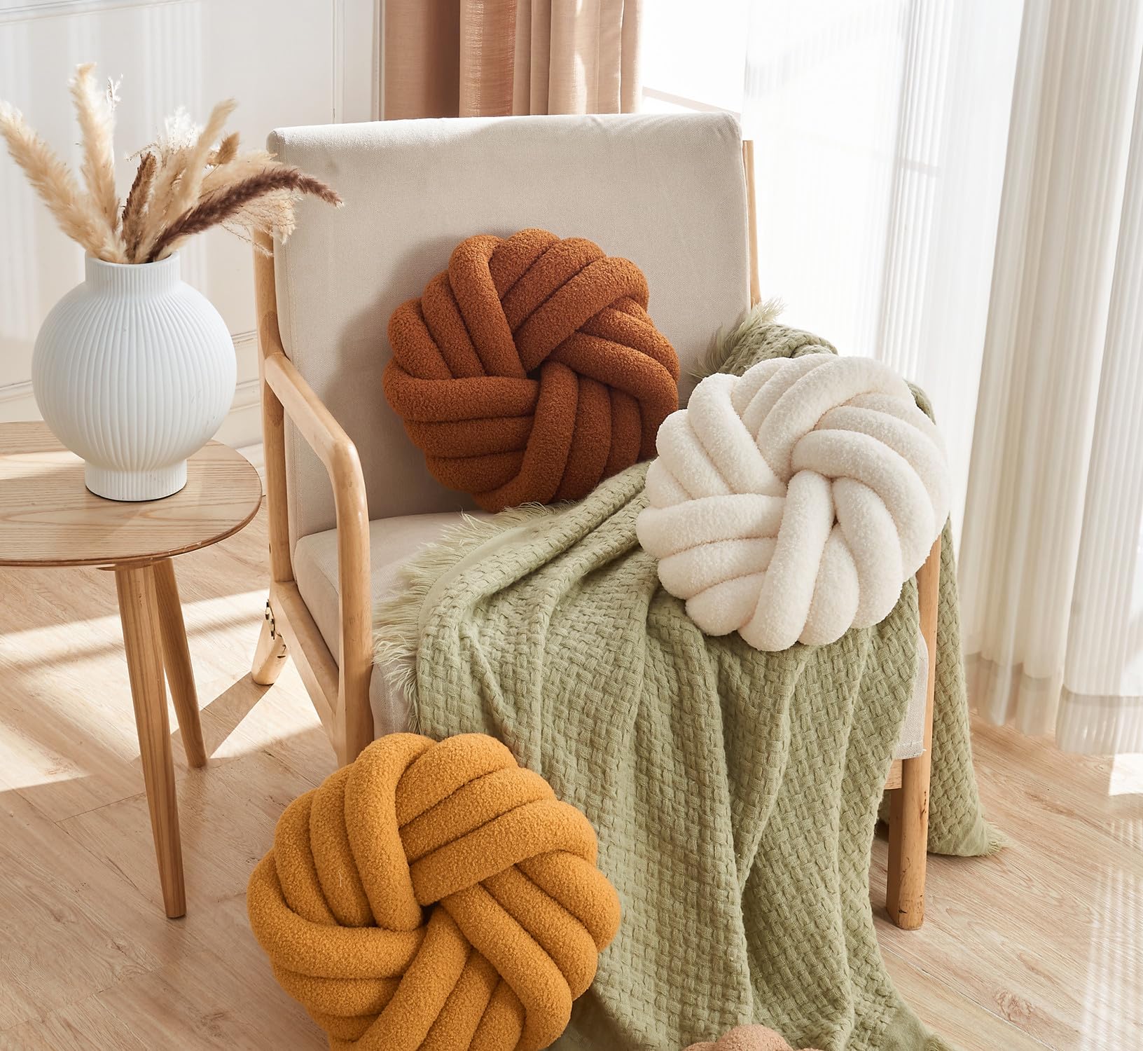 Vdoioe handmade knotted pillow for stylish home decor.
