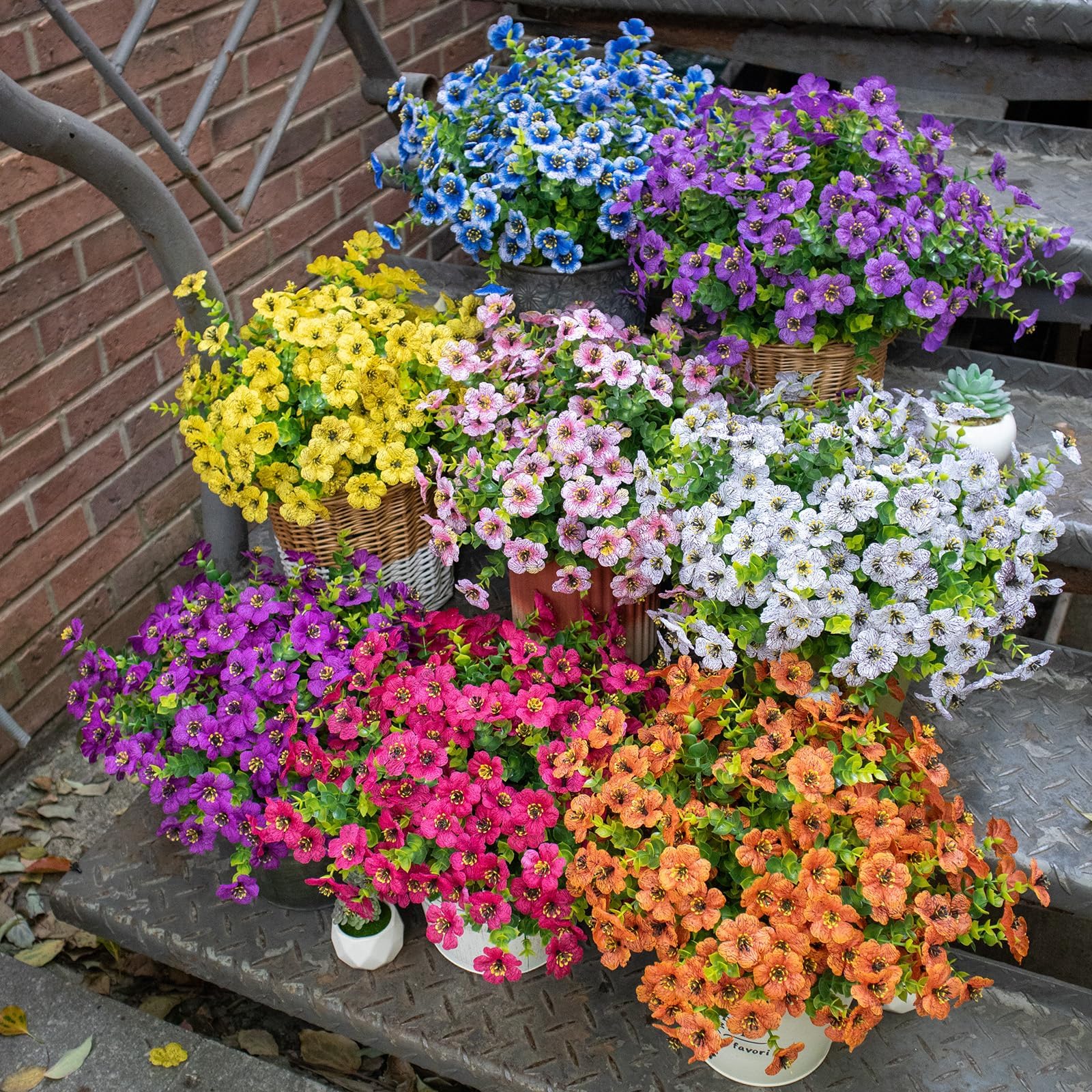 VDVST outdoor faux flowers brighten porches and garden beds