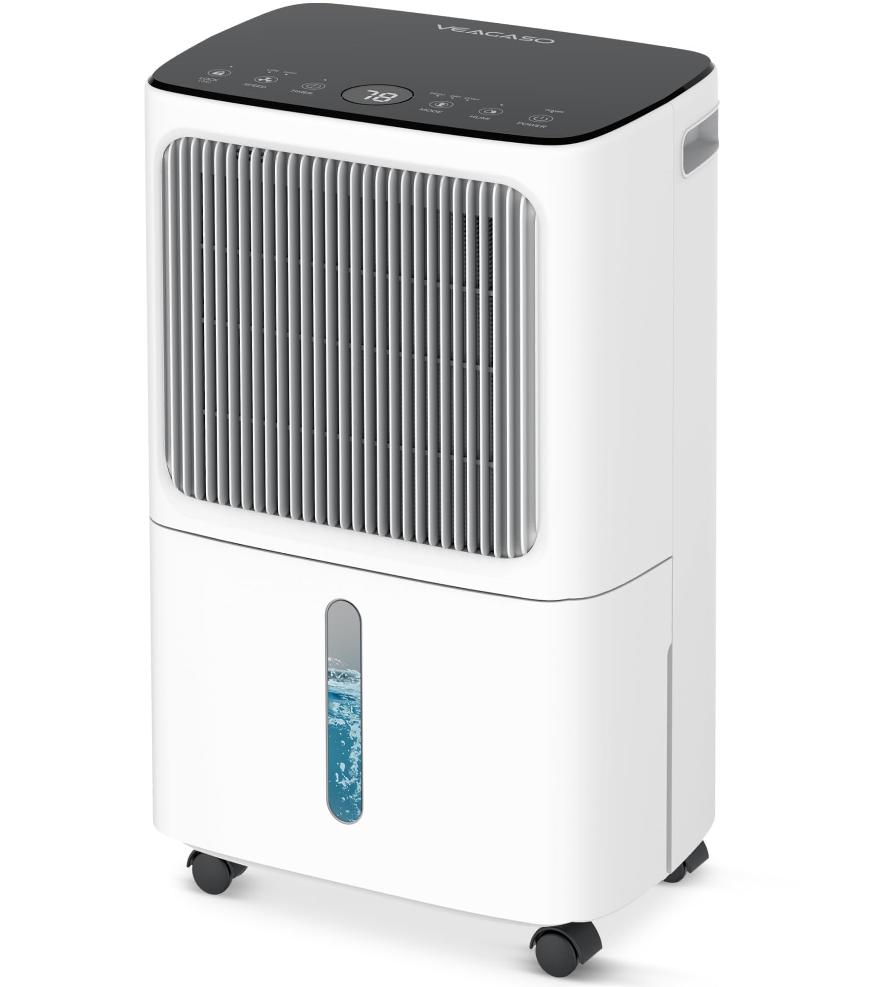 VEAGASO dehumidifier with basement drain hose for continuous moisture control.