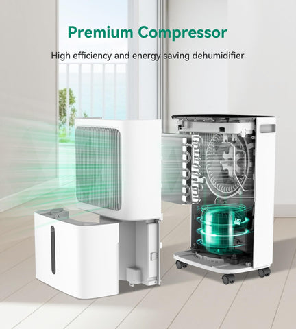 VEAGASO dehumidifier speeds indoor clothes drying in DRY mode.