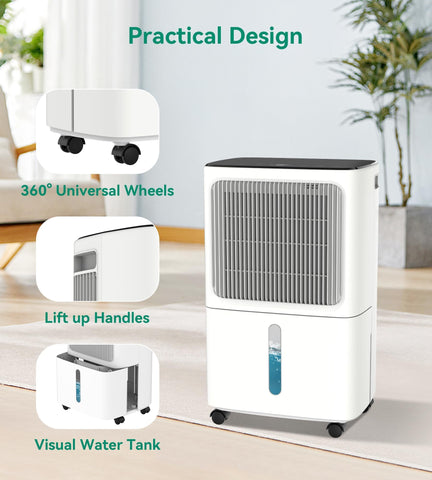 VEAGASO dehumidifier features a slim profile for discreet placement.