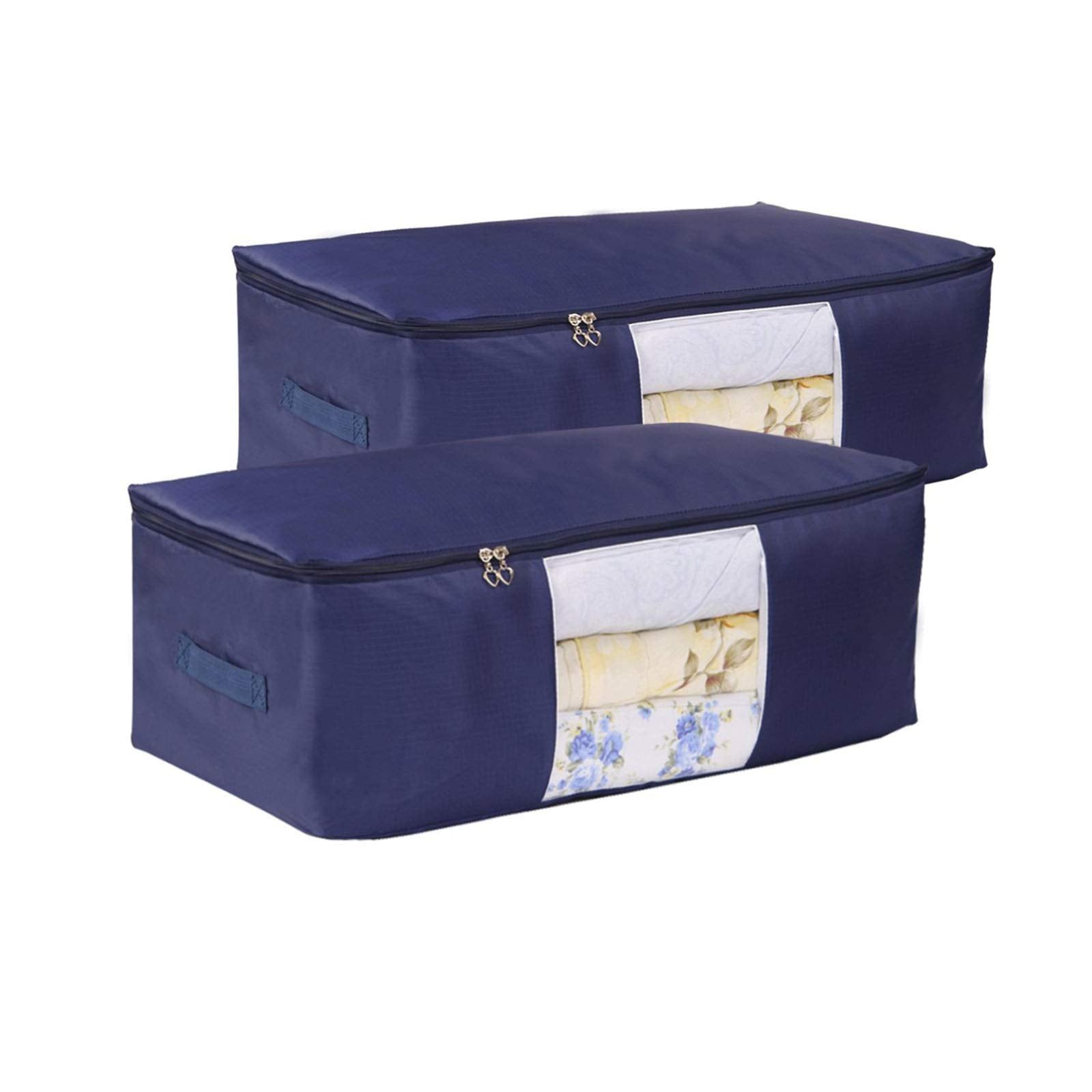 VEAMOR Comforter Storage Bags navy blue pair, durable fabric for long-lasting storage.