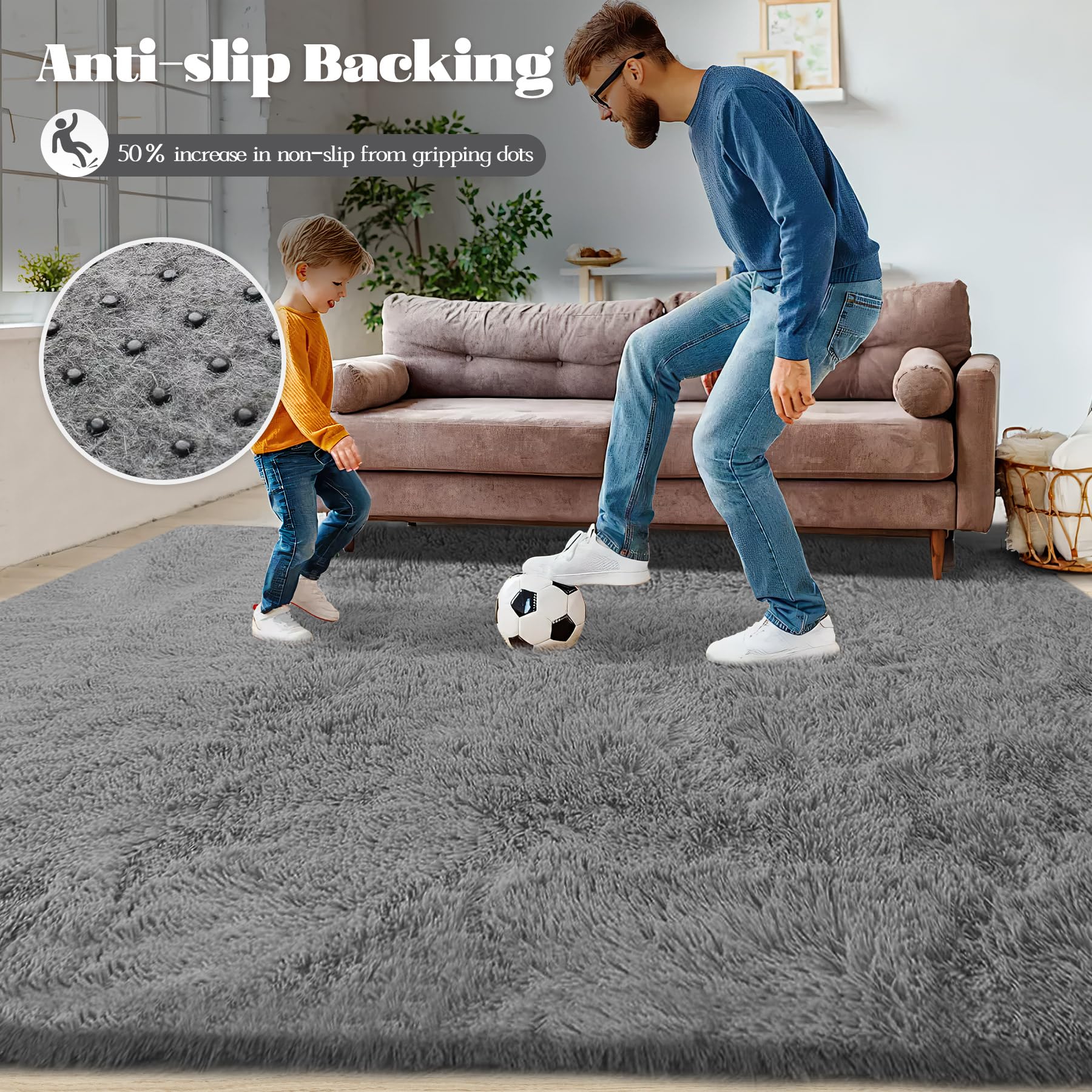 Vecarf 8x10 family-friendly rug suitable for kids spaces