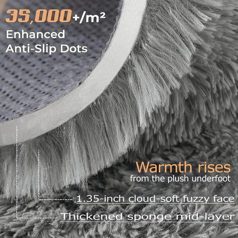 Vecarf 8x10 rug with non-slip backing in grey for safety