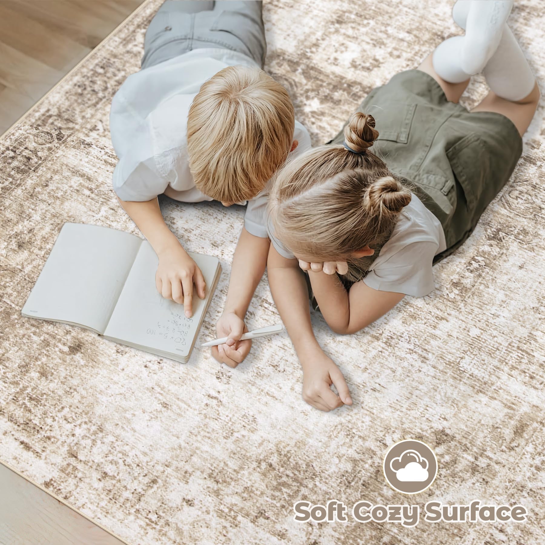 VECARF low-pile rug ideal for high-traffic areas and easy cleaning.