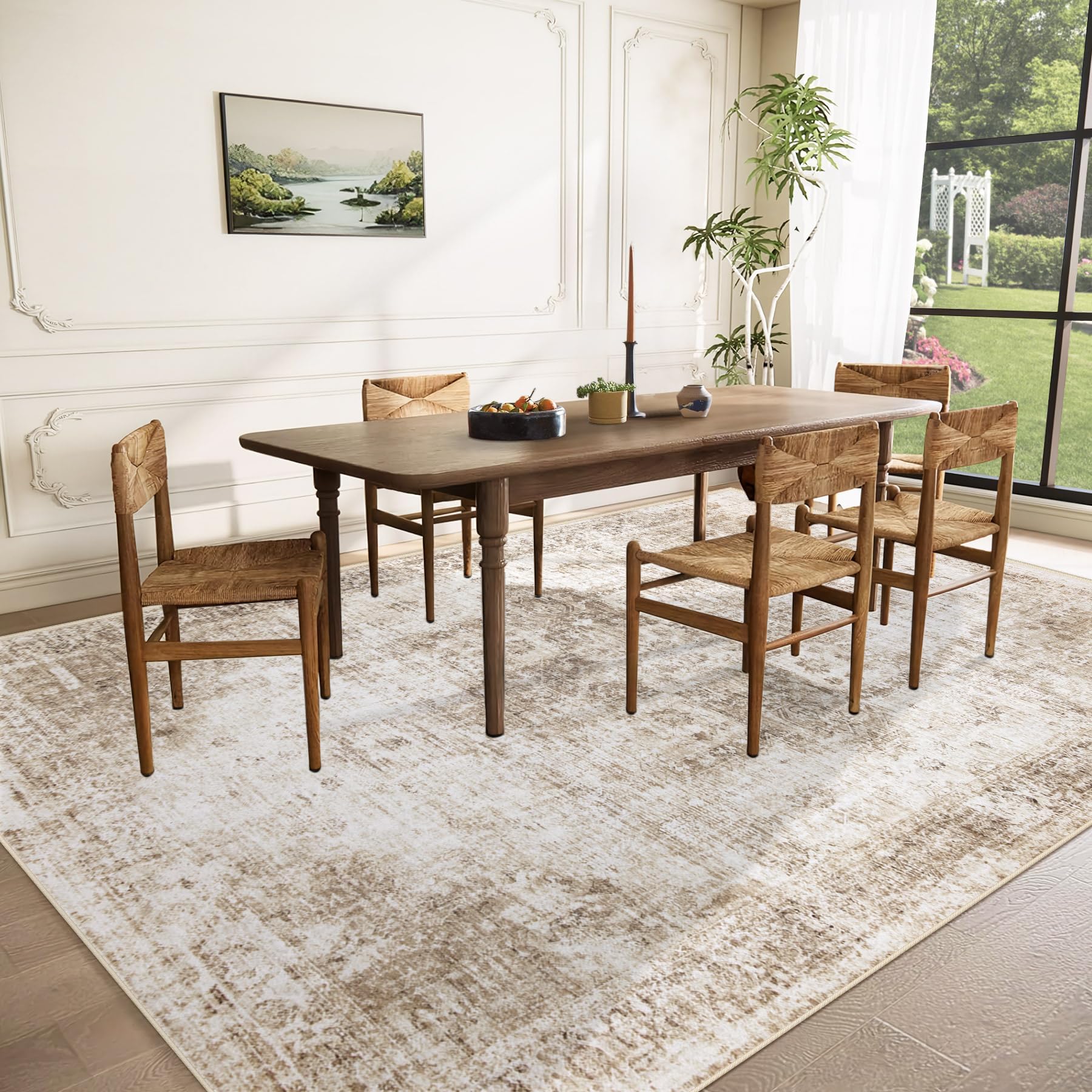 VECARF rug with non-slip backing stays in place on busy floors.
