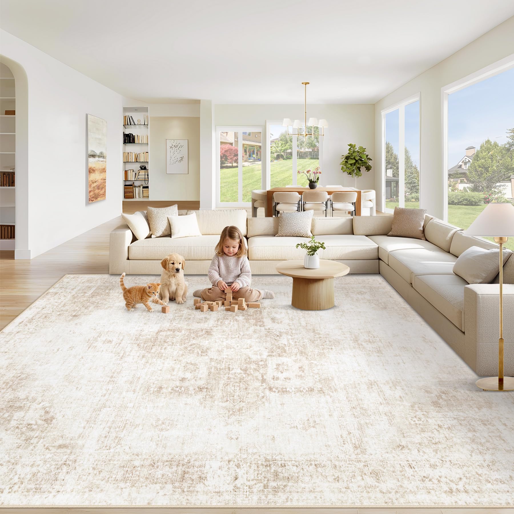 VECARF area rug with soft-microfiber texture for cloud-like comfort underfoot.