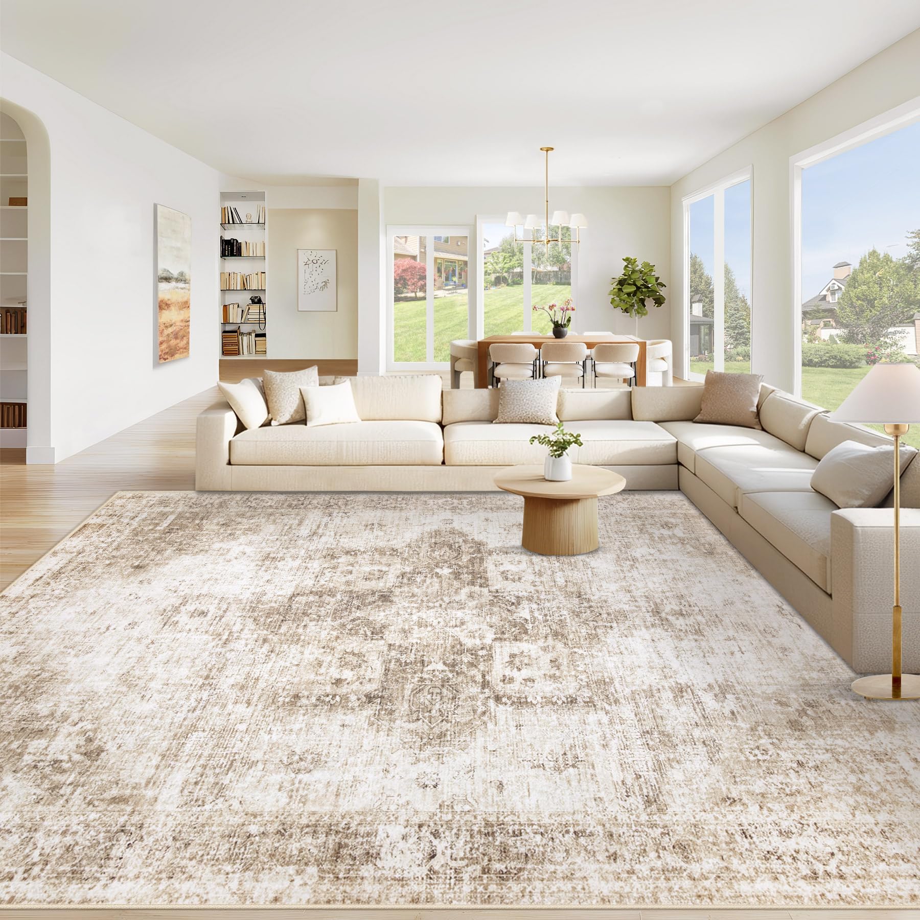 VECARF 8x10 area rug with ultra-soft microfiber for plush underfoot comfort.