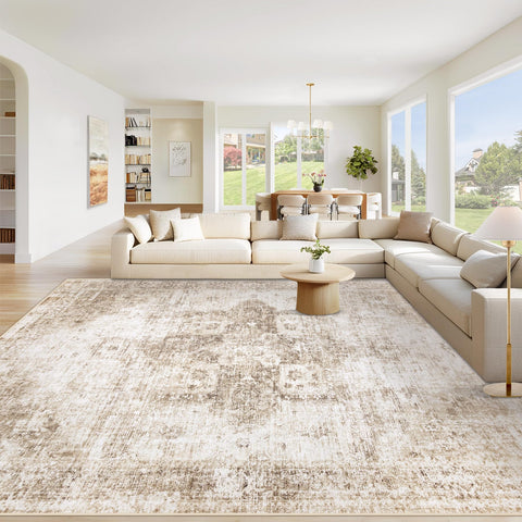 VECARF 8x10 area rug with ultra-soft microfiber for plush underfoot comfort.