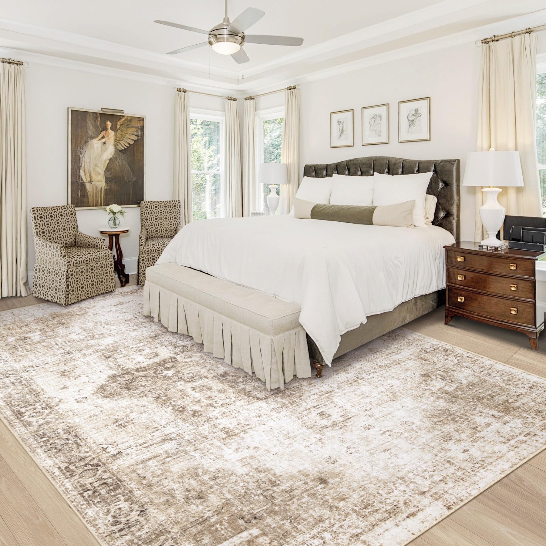 VECARF vintage boho medallion rug adds retro charm to your living space.