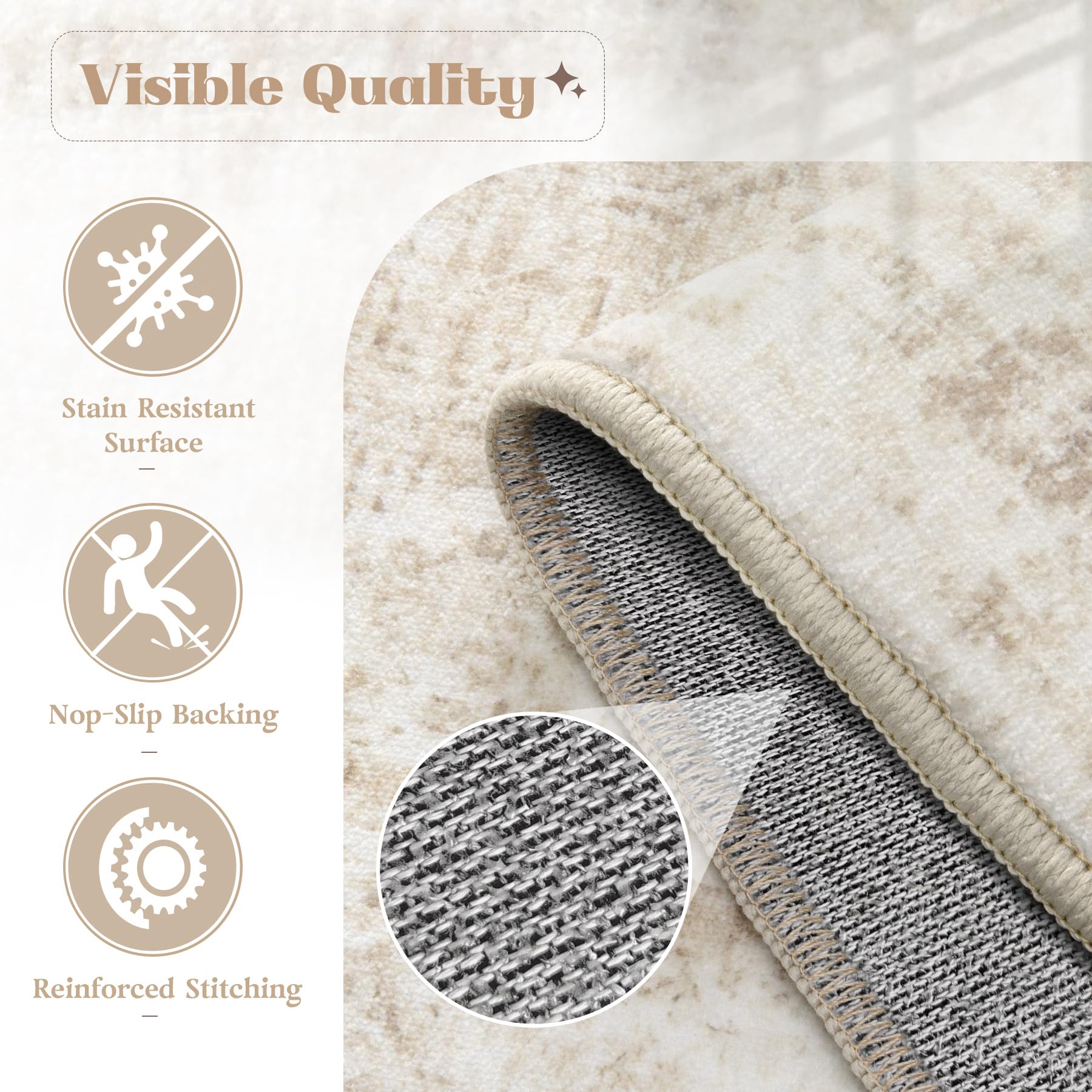 VECARF rug demonstrating dining-room compatibility with slim profile.