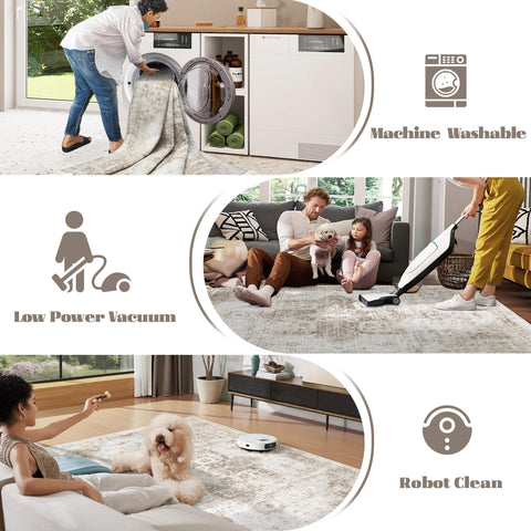 VECARF kids and pets friendly rug resists snags and hides dirt
