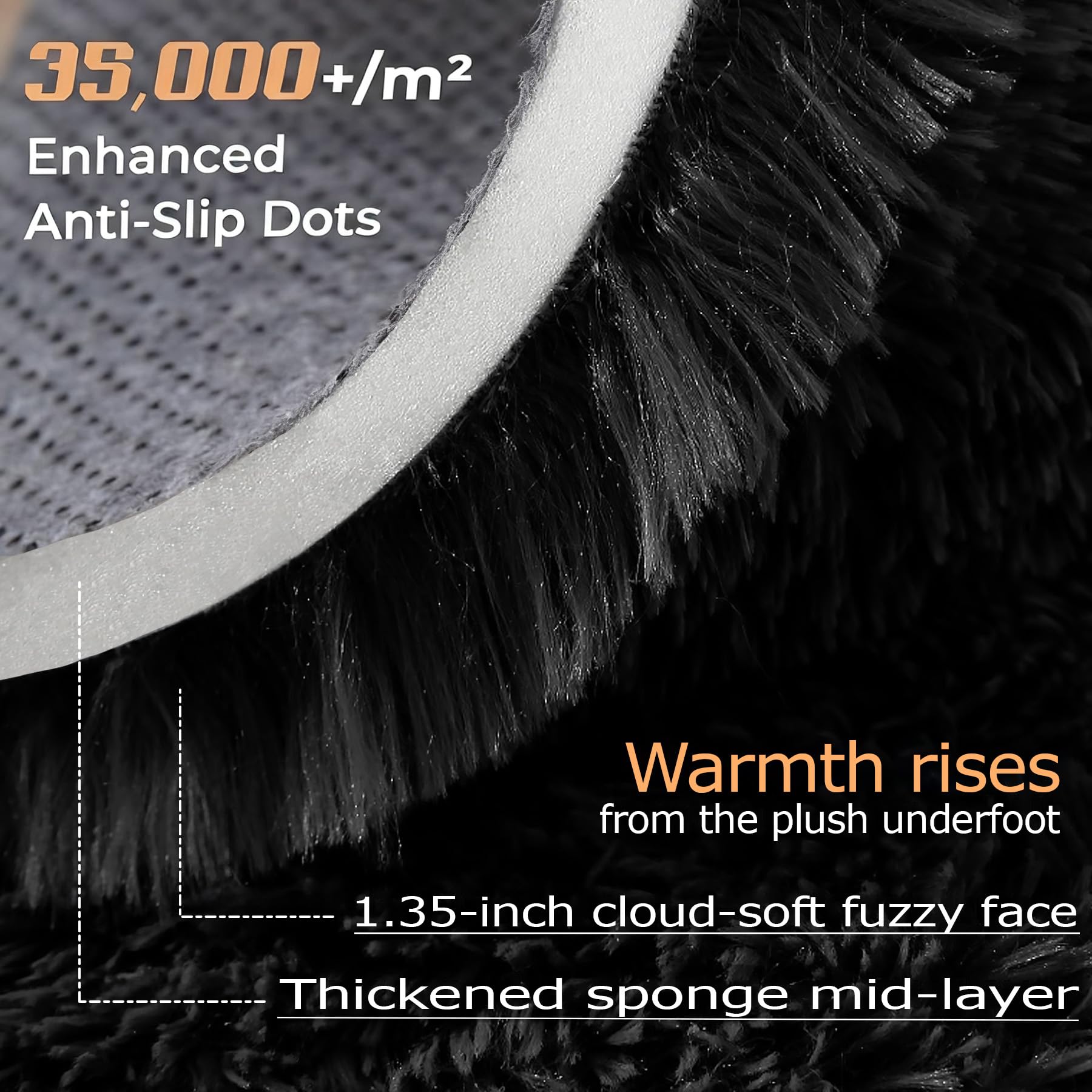 VECARF machine-washable shag rug for easy cleaning.
