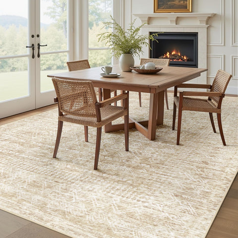 VECARF rug with non-slip rubber backing keeps high-traffic areas stable.