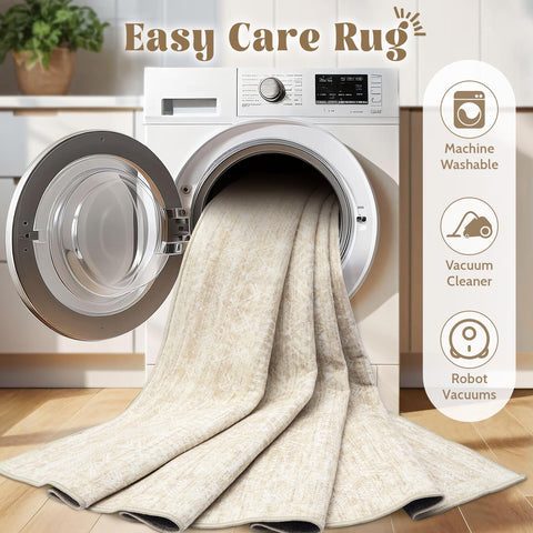 Stain-resistant surface helps liquids wipe away easily on the VECARF rug.