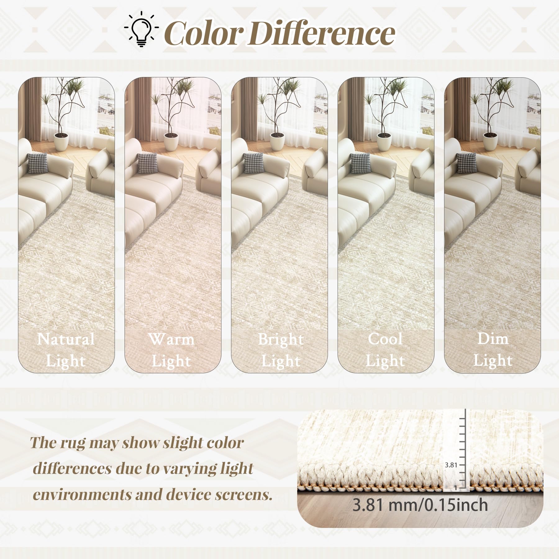 VECARF versatile 8x10 size suits living rooms, bedrooms, dining areas, or nurseries.