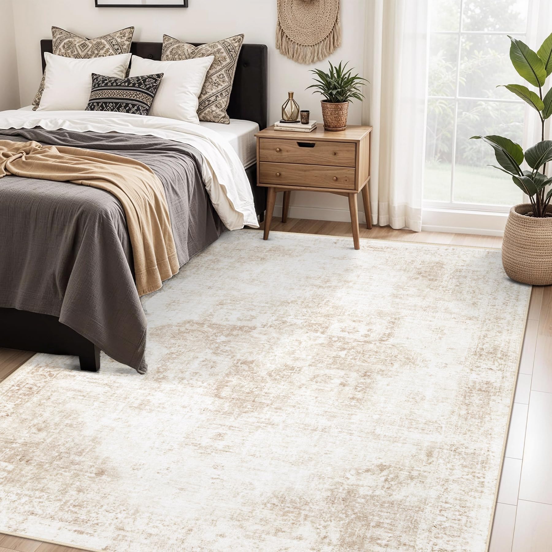 VECARF washable area rug 5x7 easy cleaning for busy households
