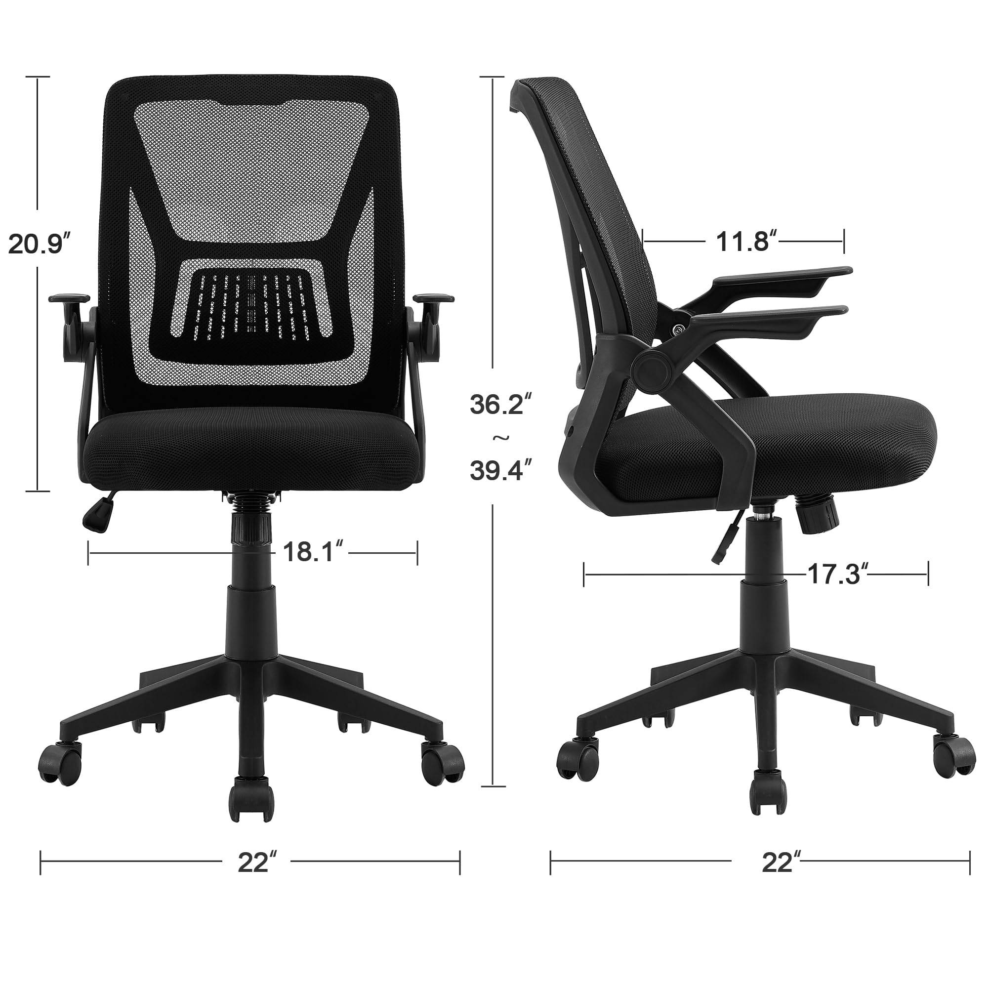 VECELO adjustable armrests adapt to your desk height.