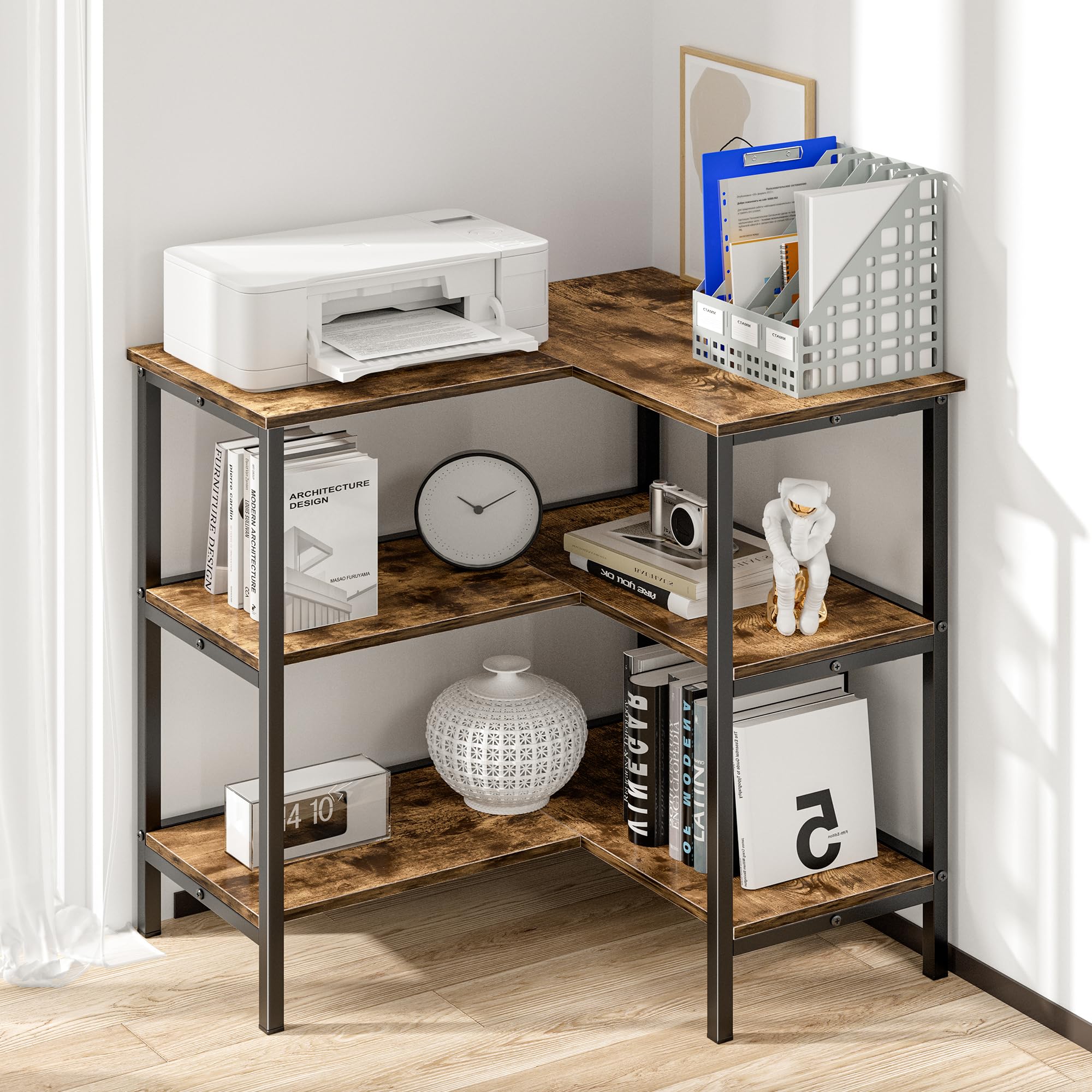 VECELO brown wood texture top offers decorative display area