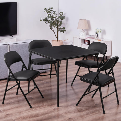 VECELO folding card table-5-piece ready for versatile game nights.