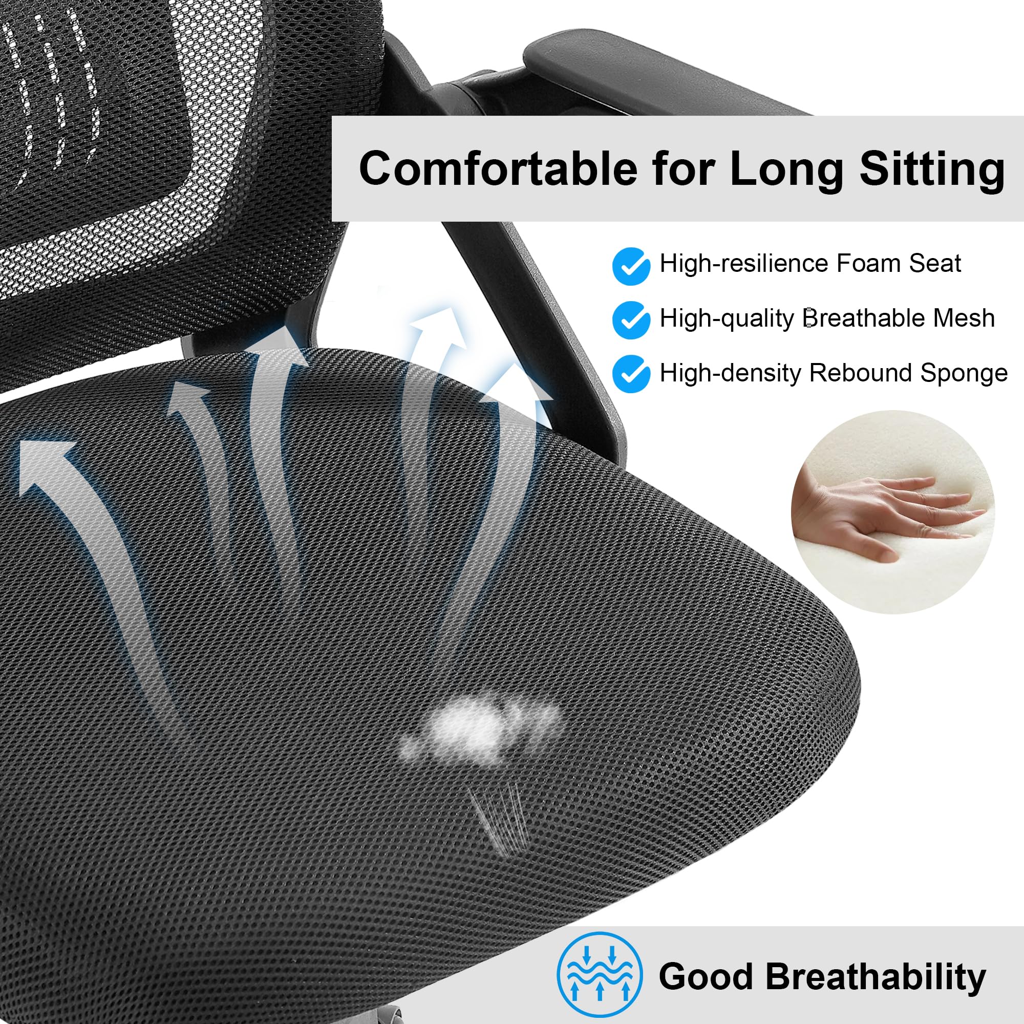 VECELO high-resilience cushion rebounds quickly for comfort.