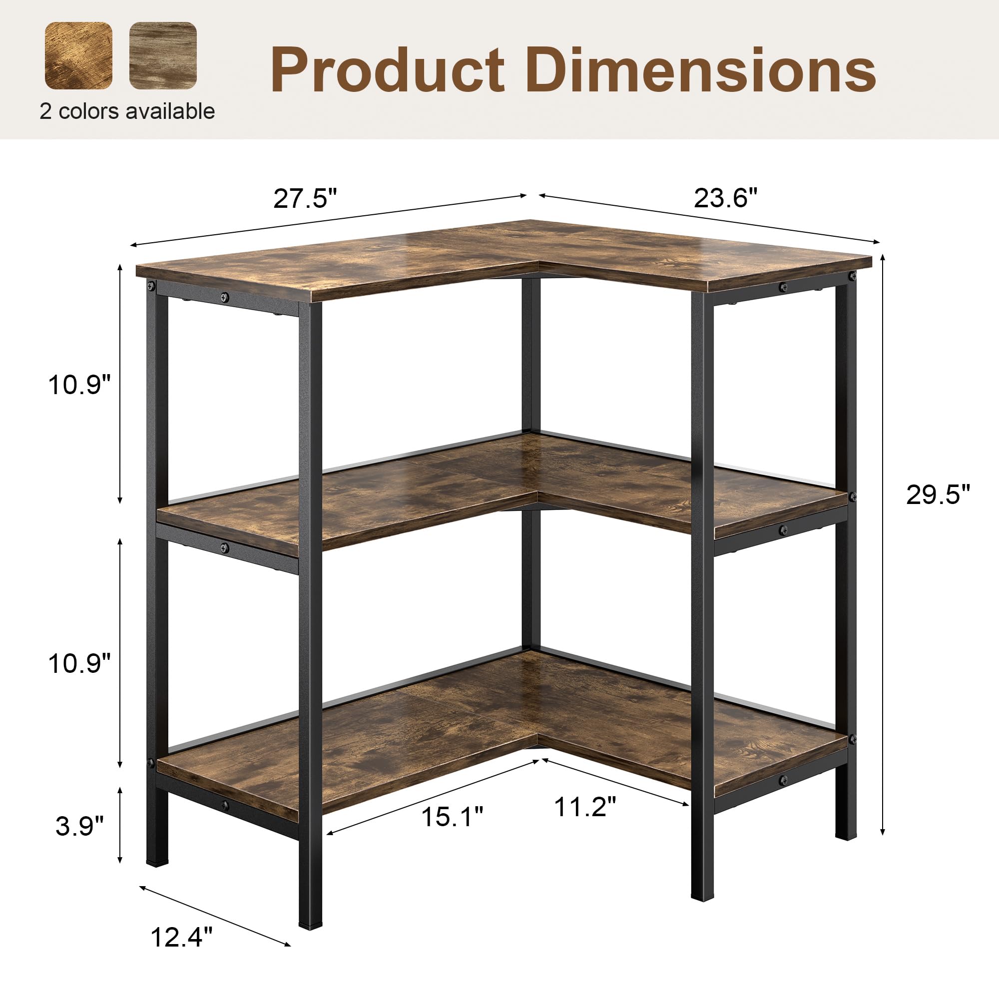 VECELO open 3-tier shelves showcasing versatile storage options