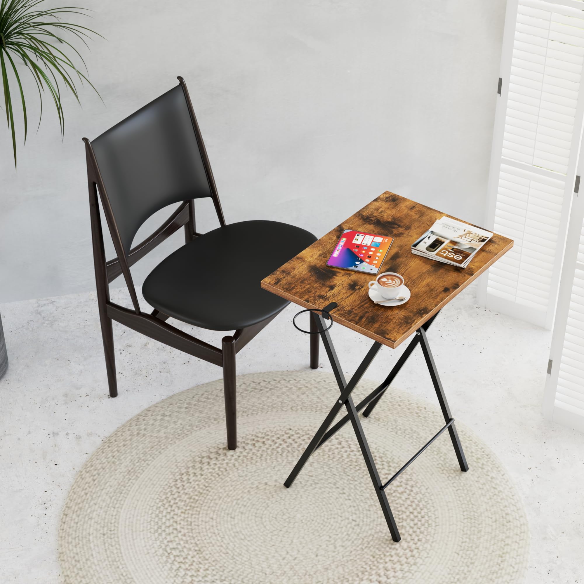 VECELO folding TV tray with cup holder ready for beverages