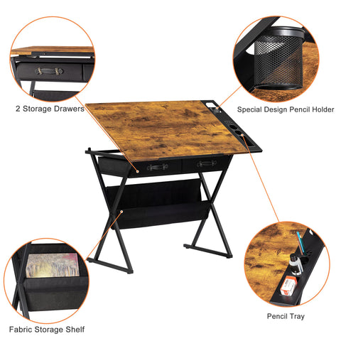 VECELO drafting table dimensions 40.2 by 23.7 by 29.5 inches