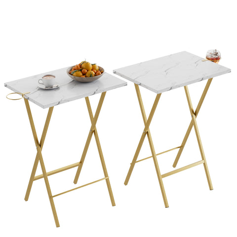 VECELO folding TV tray in gold on a sofa for easy snacking