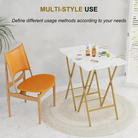 VECELO gold folding TV tray with cup holder on couch during TV time