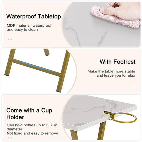 VECELO folding TV tray pair with elegant faux marbled tabletop