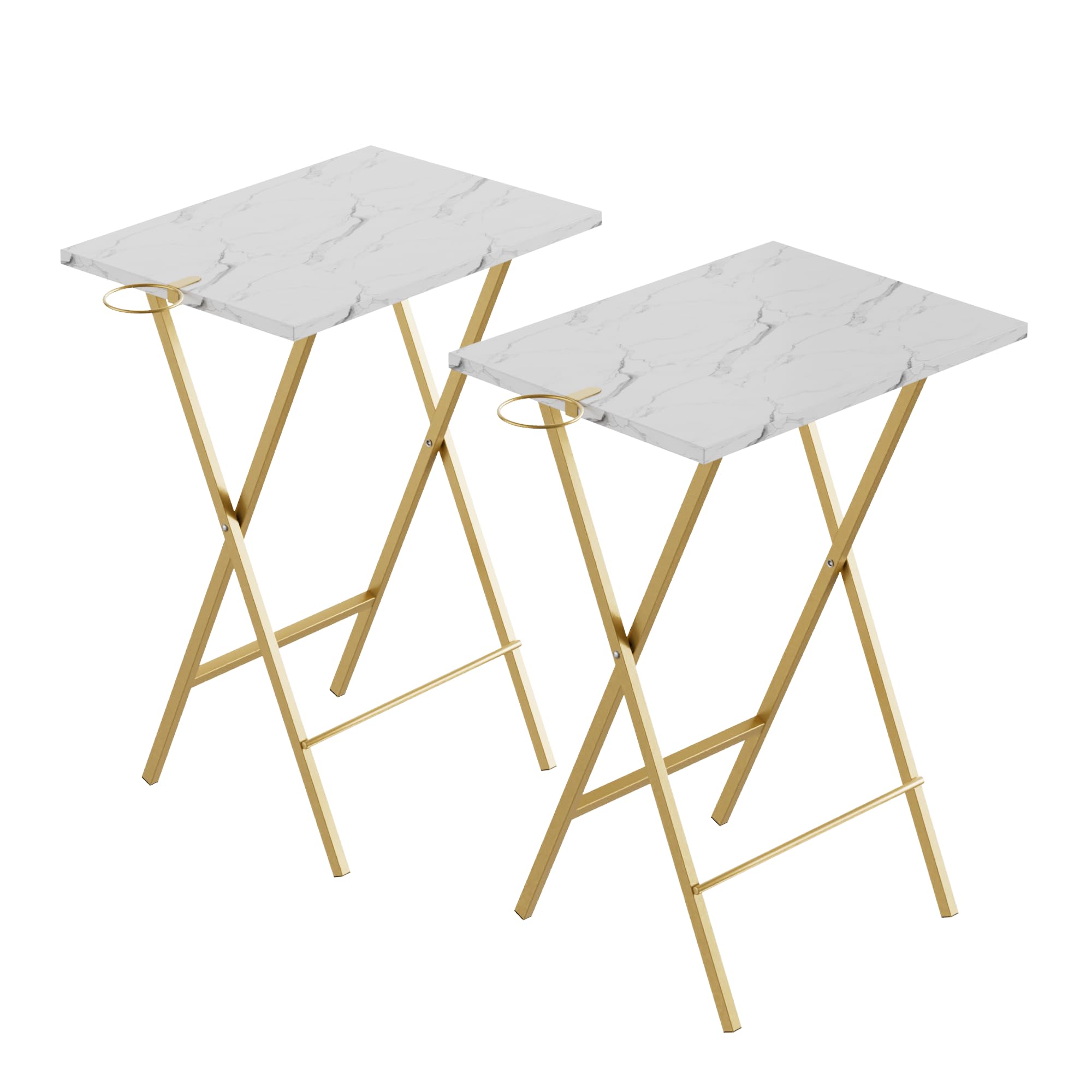 VECELO folding TV trays in gold used as a compact study surface