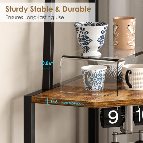 VECELO MDF shelves with brown and gold accents provide rustic charm