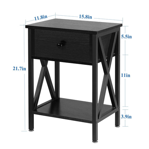 Vecelo nightstand classic black color complements modern and industrial interiors