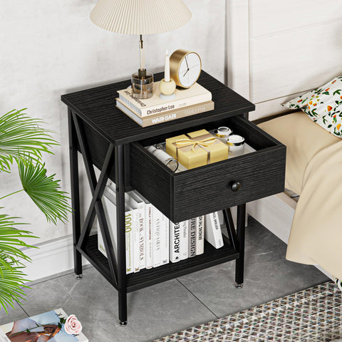 Vecelo nightstand drawer-open storage-shelf keeps clutter tidy