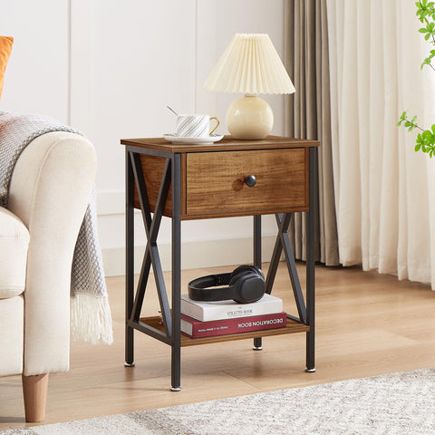 VECELO nightstands compact design fits tight spaces beside beds.