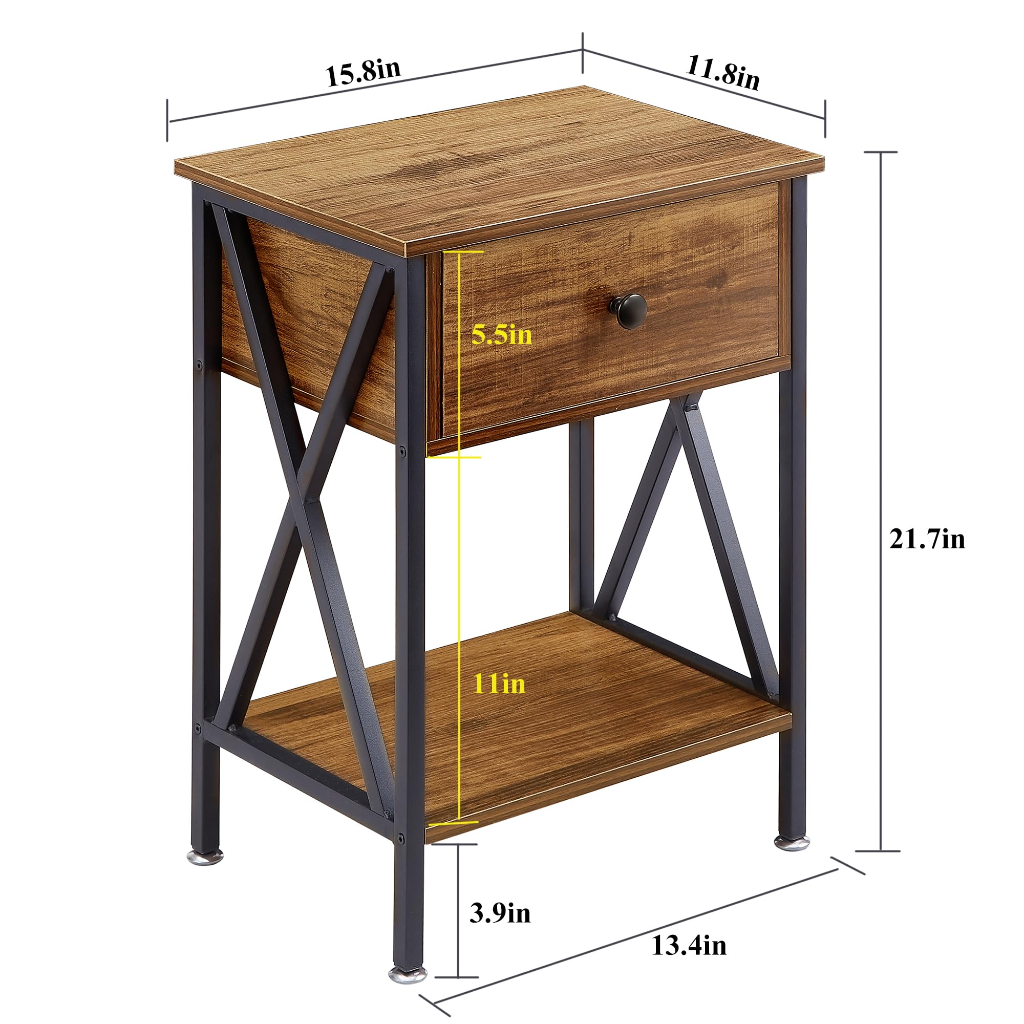 VECELO nightstands use durable MDF board for lasting support.