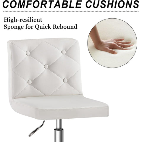 VECELO PU leather vanity chair with swivel base in white for easy reach