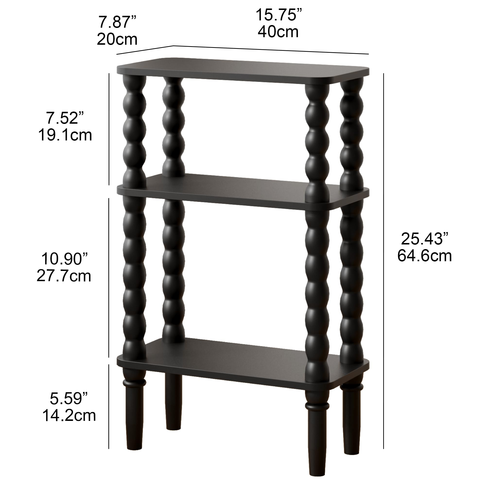 Veegle narrow end table against wall, ideal for small spaces.