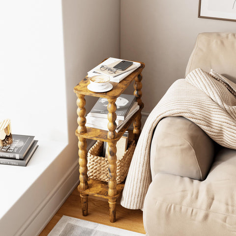 Rustic brown finish and grain texture add vintage warmth.