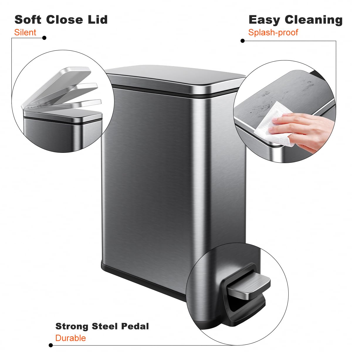 Veelesa ultra-slim 5.5-inch bin fits tight spaces without clutter.