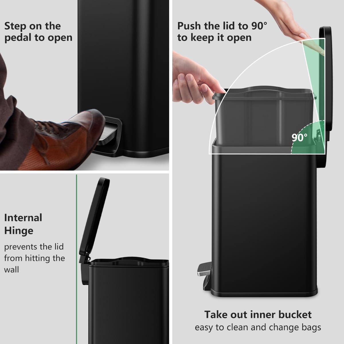 Veelesa pet-proof, odor-sealing lid keeps odors in and pets out.