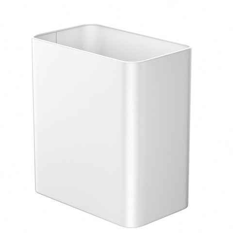 Veelesa small bathroom trash can white front view; space-saving solution.