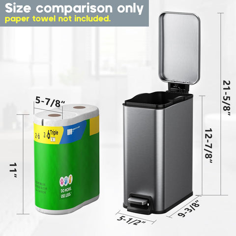 Veelesa stainless steel trash can features odor-sealing lid for freshness.